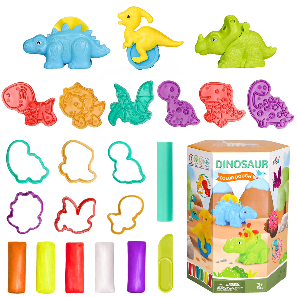22 Pcs Play Dough Set with Dinosaur Molds M10386