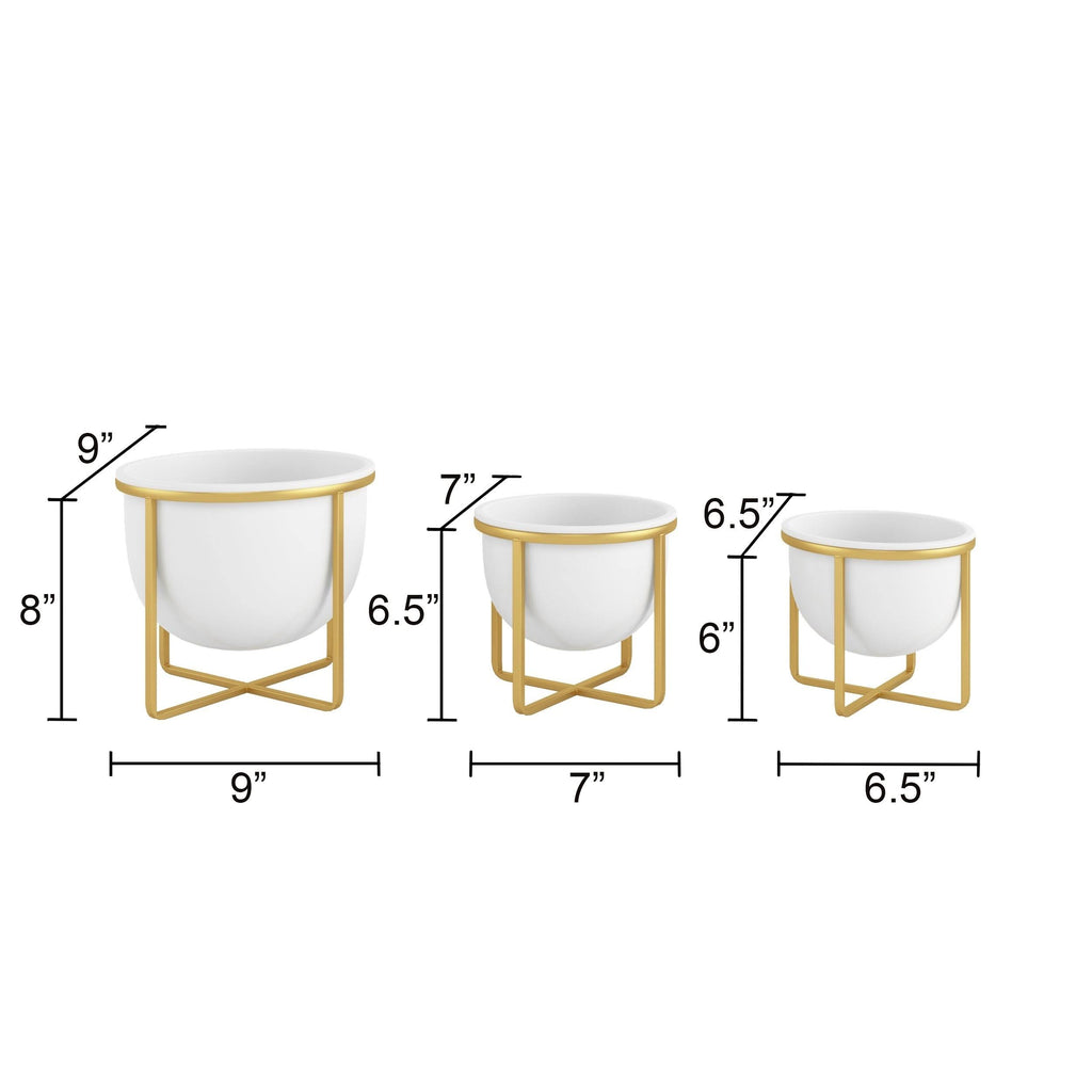 White & Gold Planters - Set of 3 Y334