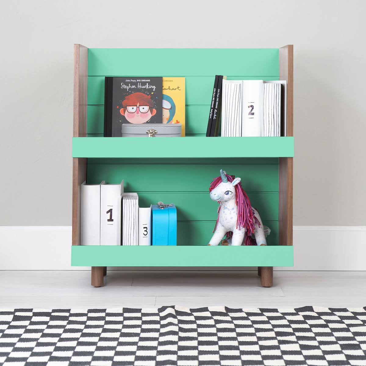 Kids Bookcase Walnut White L603