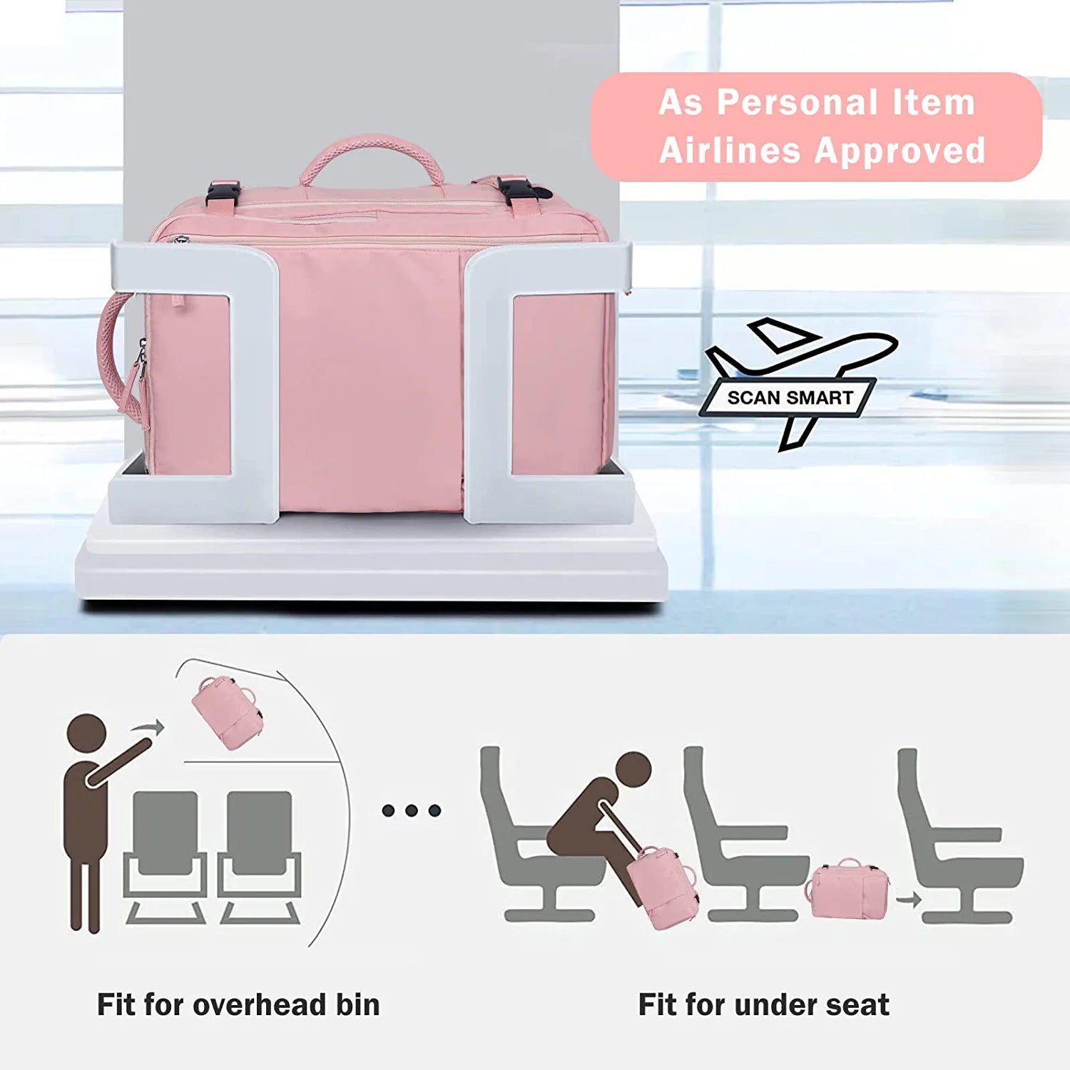 Pink Waterproof Travel Backpack with 2pcs Wash Bags H368