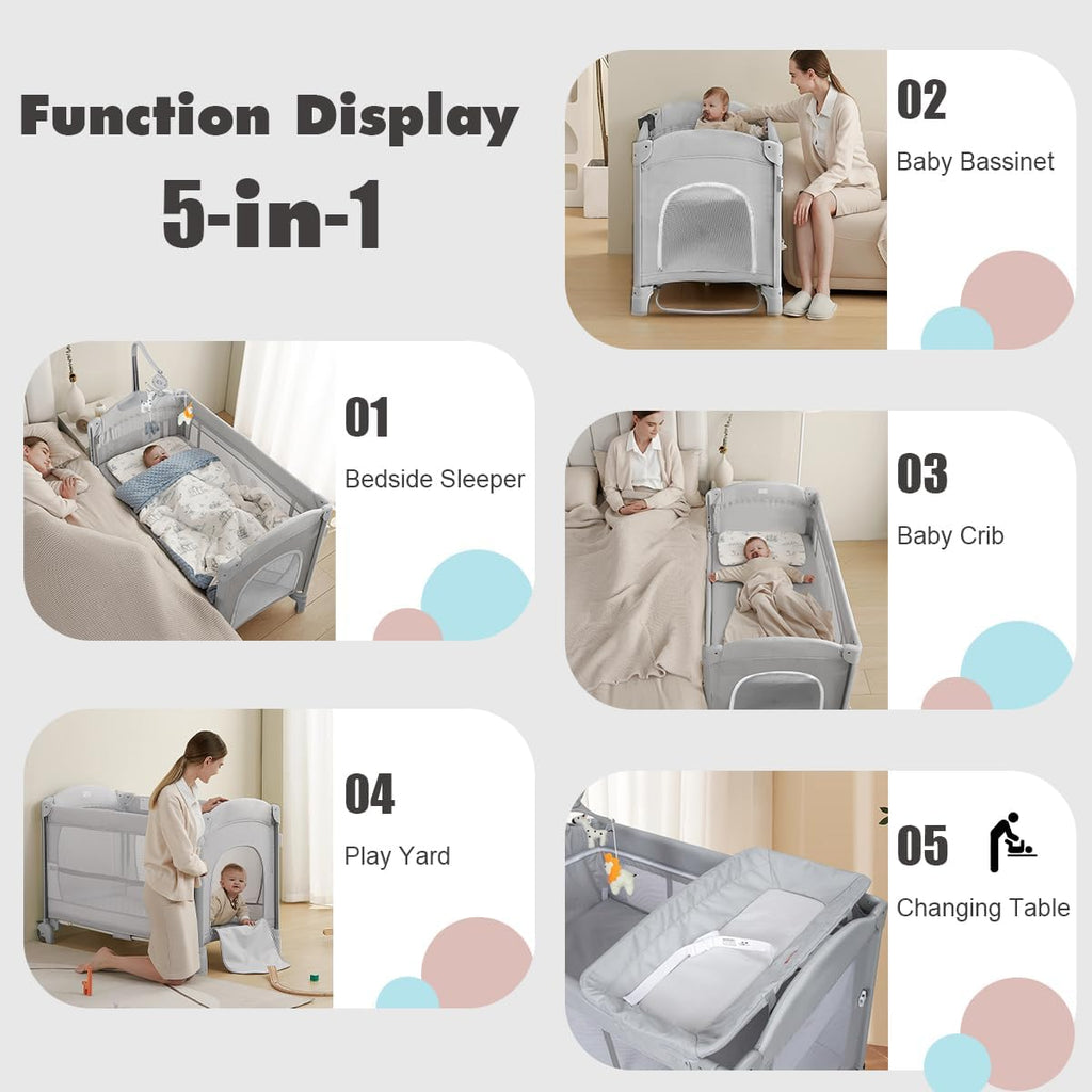 5-in-1 Portable Crib with Carry Bag M12674