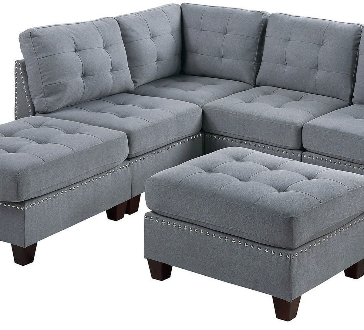 Gray Modular Sectional 7pc Set with Ottoman M6567