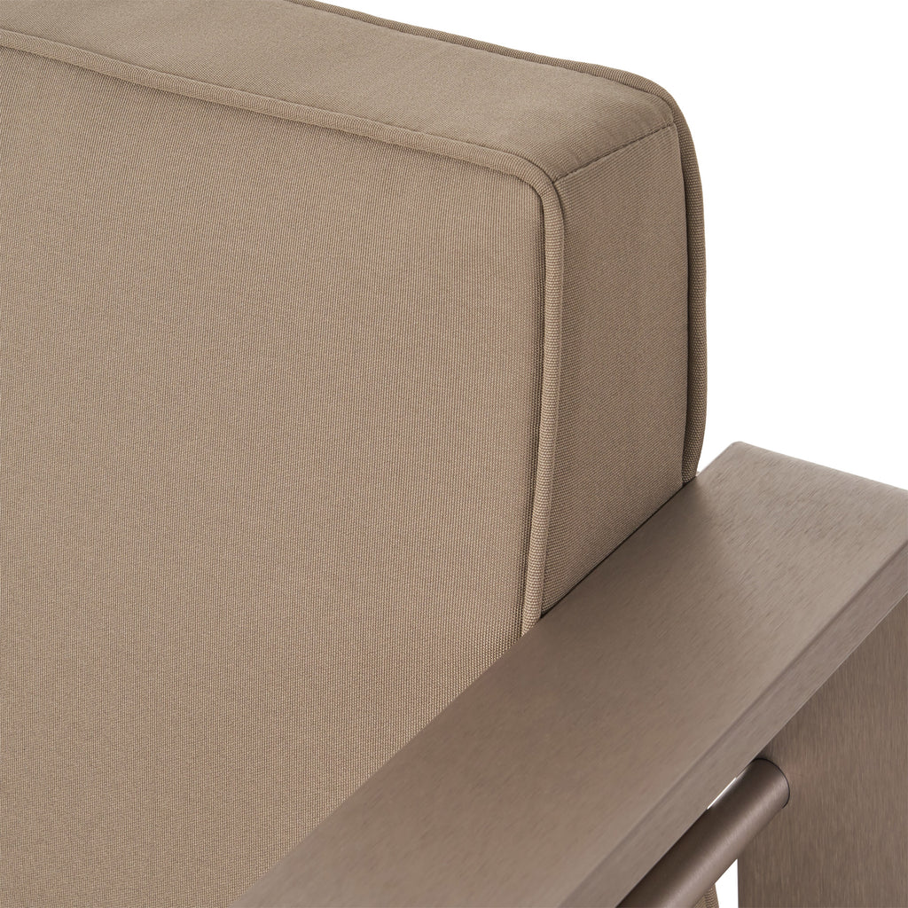 6 Seater Aluminum Sofa and Ottoman Set with Side Tables, Silver and Khaki K819306