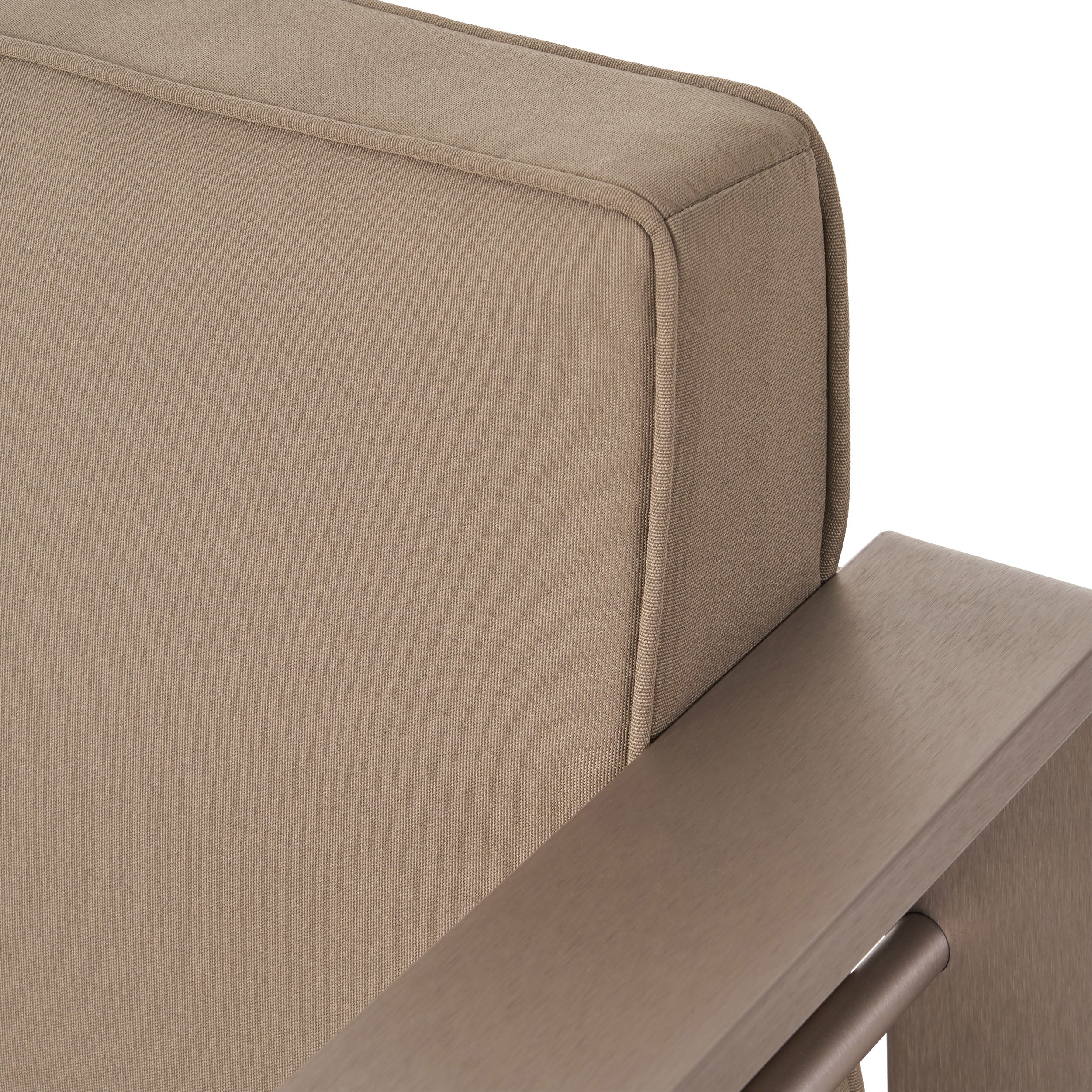 6 Seater Aluminum Sofa and Ottoman Set with Side Tables, Silver and Khaki K819306