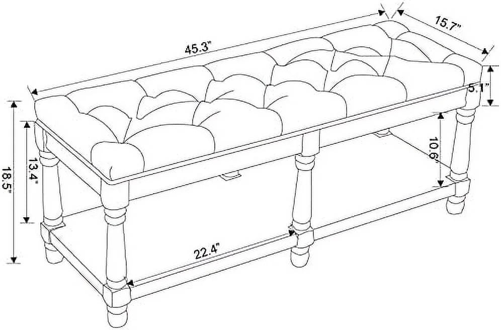 Tufted Shoe Rack Bench Black Wood W2848