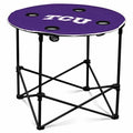 Collapsible Round Table with 4 Cup Holders and Carry Bag Y5516