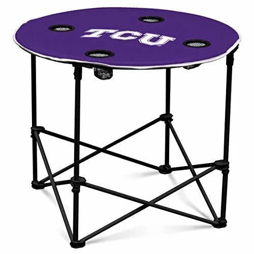 Collapsible Round Table with 4 Cup Holders and Carry Bag Y5516