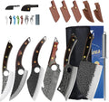 FULL TANG Camping Knives Set with Leather Knife Sleeves and Roll Bag B95396
