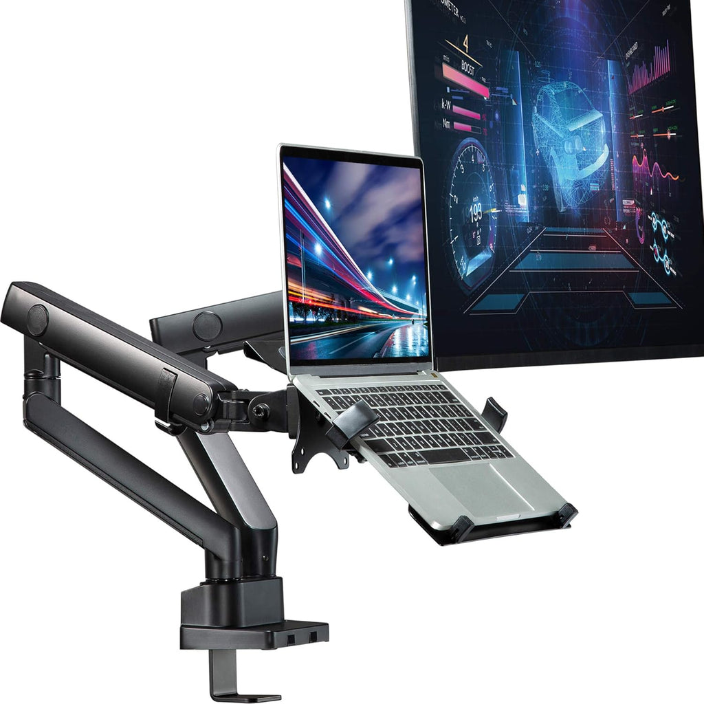Laptop and Monitor Stand with 2 Full Motion Adjustable Arms A127