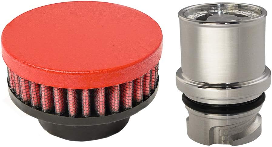 Baffled Billet Valve Cover Breather Flat Black Pack of 2 E779438