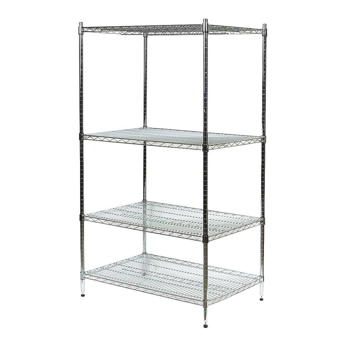 Chrome Wire Shelving Unit, 4 Shelves U300541