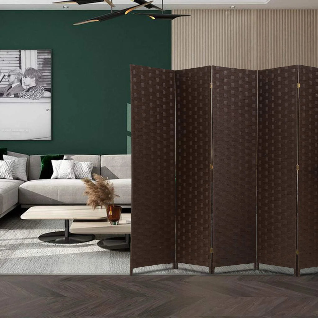 Brown Wood Mesh Folding Room Divider Screen M10510