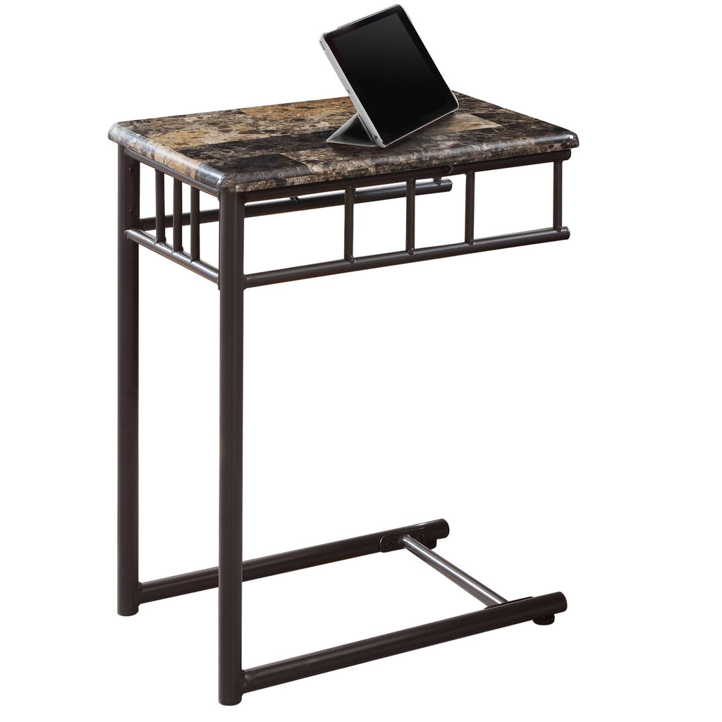 Cappuccino Marble Bronze Metal Accent Table R7126
