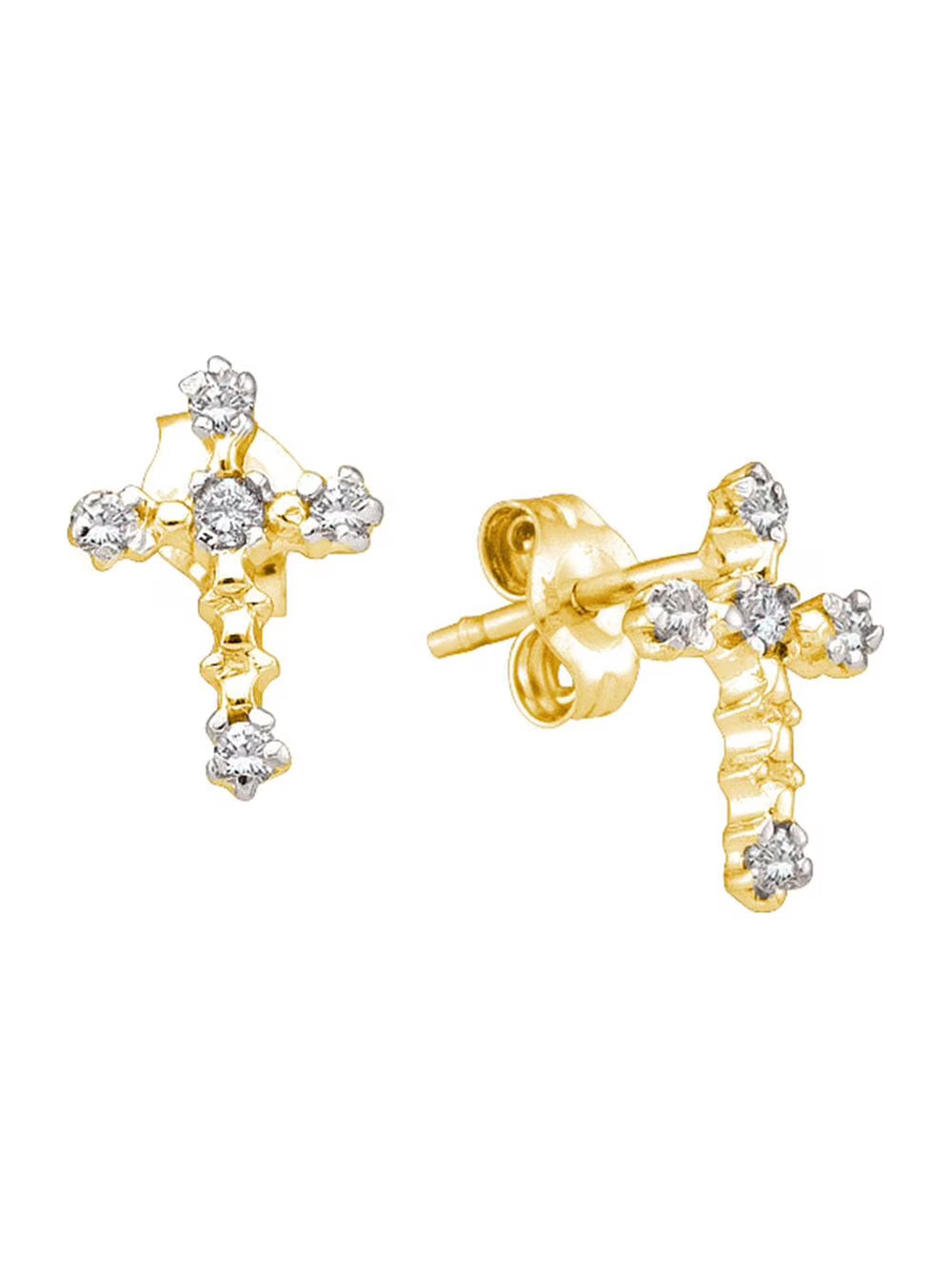 14kt Yellow Gold Diamond Cross Earrings 1/20 Cttw L988183