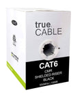 Cat6 Shielded Riser 1000ft Black 23AWG Solid Bare Copper Bulk Cable D202