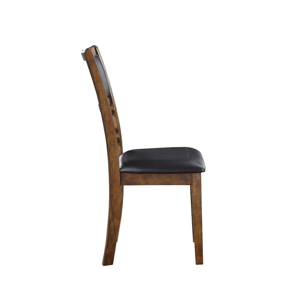 Solid Wood Drop Leaf Dining Table with 2 Chairs in Brown V26817