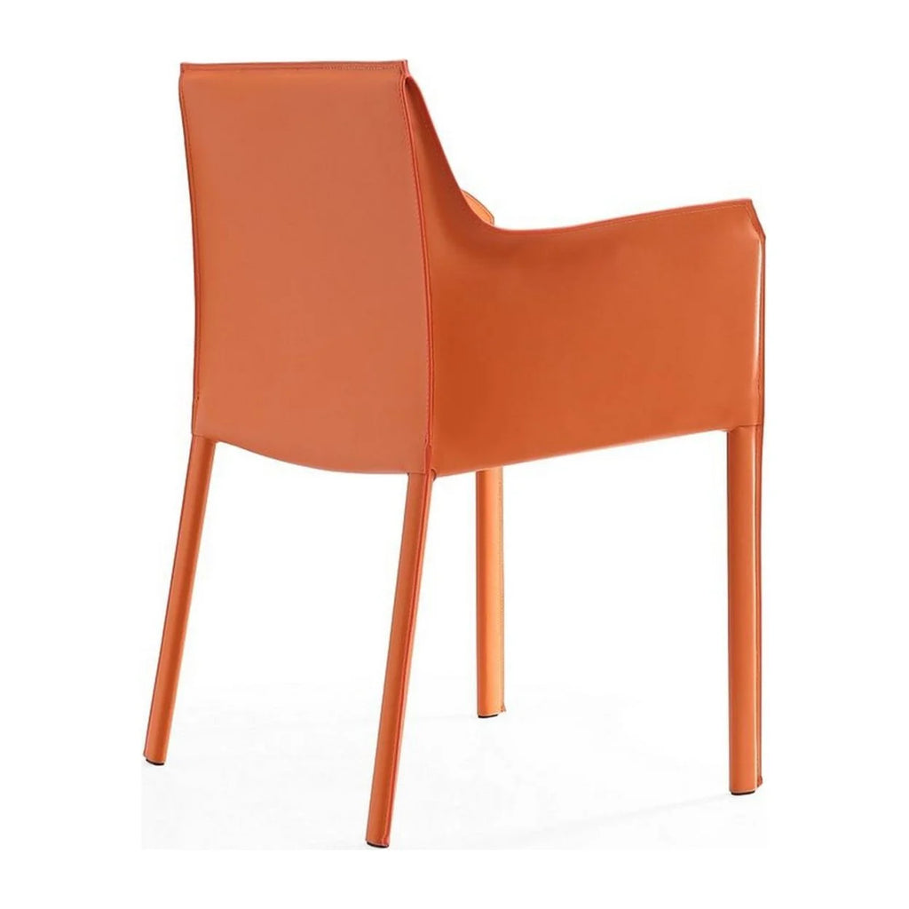 Coral Orange Leather Arm Chair (Set of 2) B9006