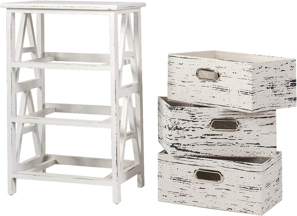 3 Fabrics Storage Drawer Units with Wood Frame Dresser Cabinet F247129