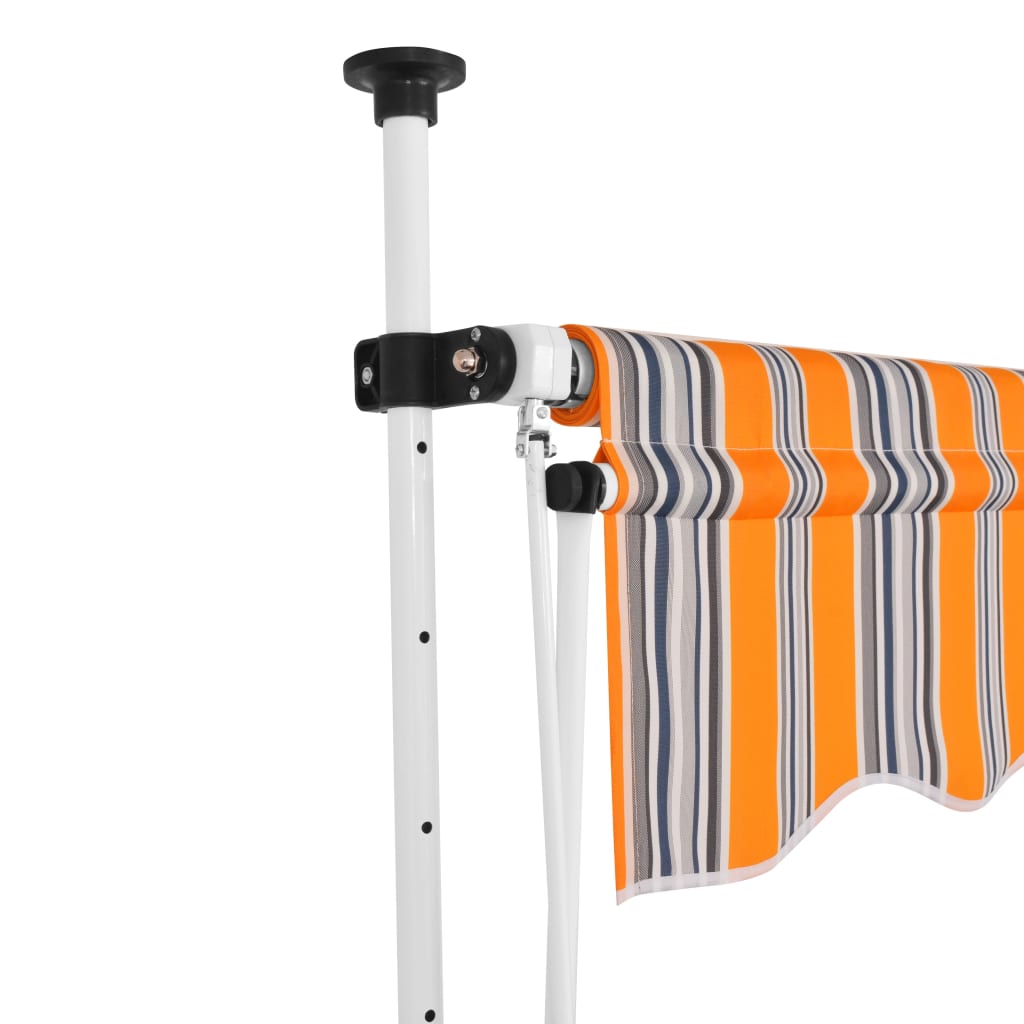 Yellow and Blue Stripes Manual Retractable Awning Q69196