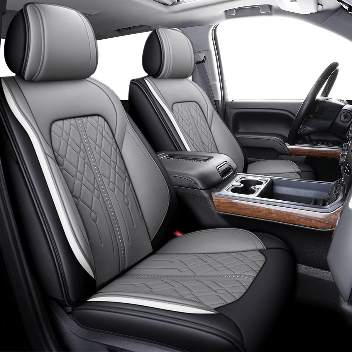 Black Waterproof Leather Full Set Car Seat Covers Y889