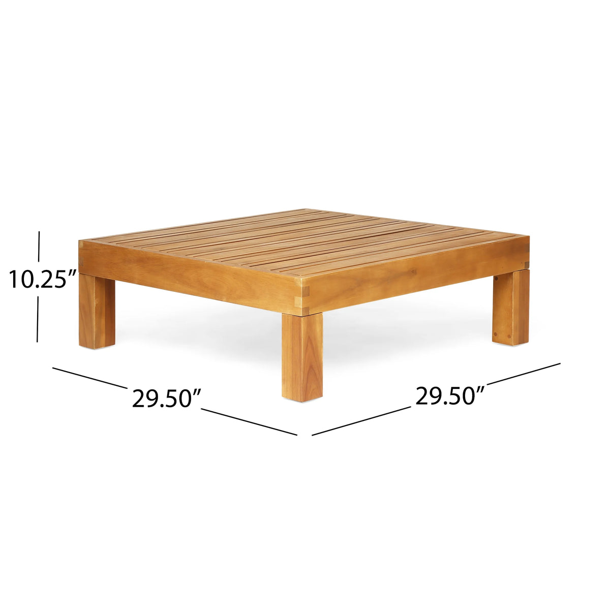 Modular 3 Piece Acacia Wood Sectional Loveseat and Coffee Table with Cushions Q680108
