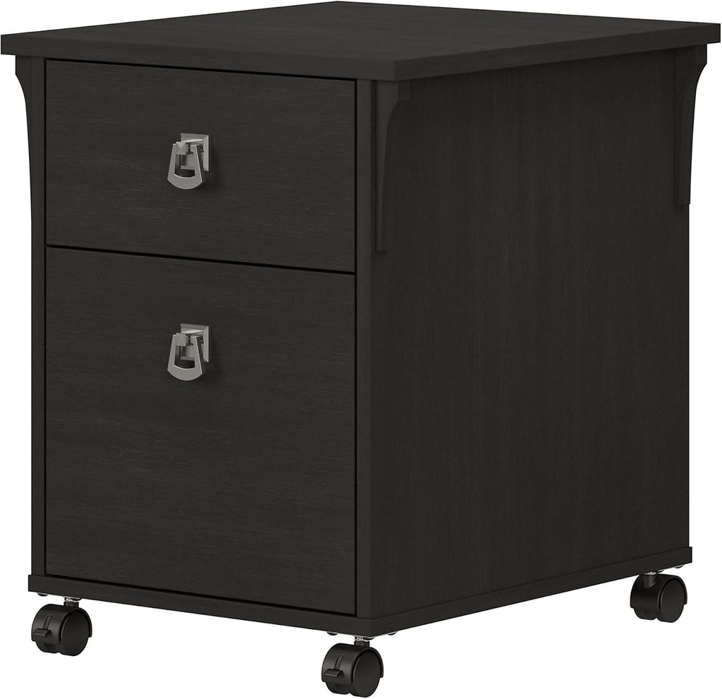 Vintage Black 2 Drawer Mobile File Cabinet A9395