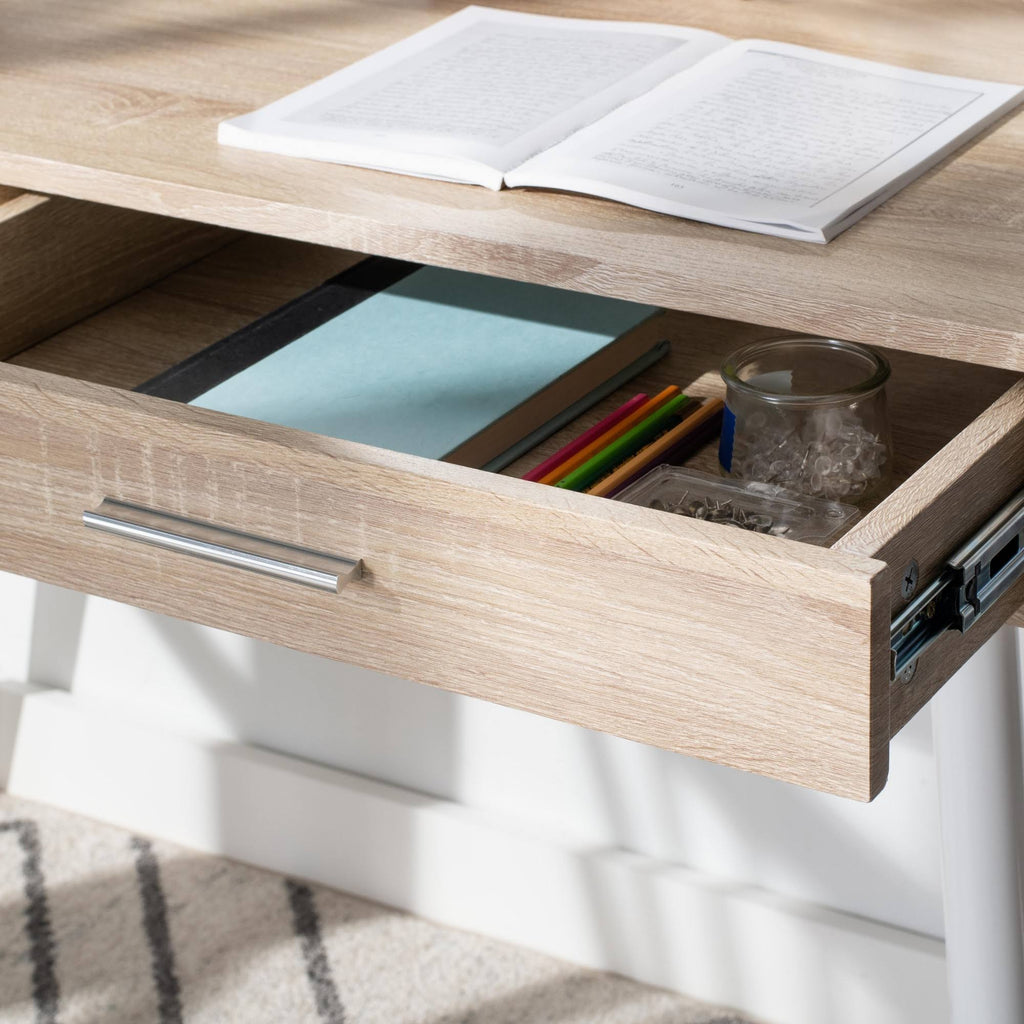 Natural/White 1 Drawer 1 Shelf Desk U665874