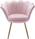 Light Pink Velvet Upholstered Vanity Chair with Gold Metal Legs K12723