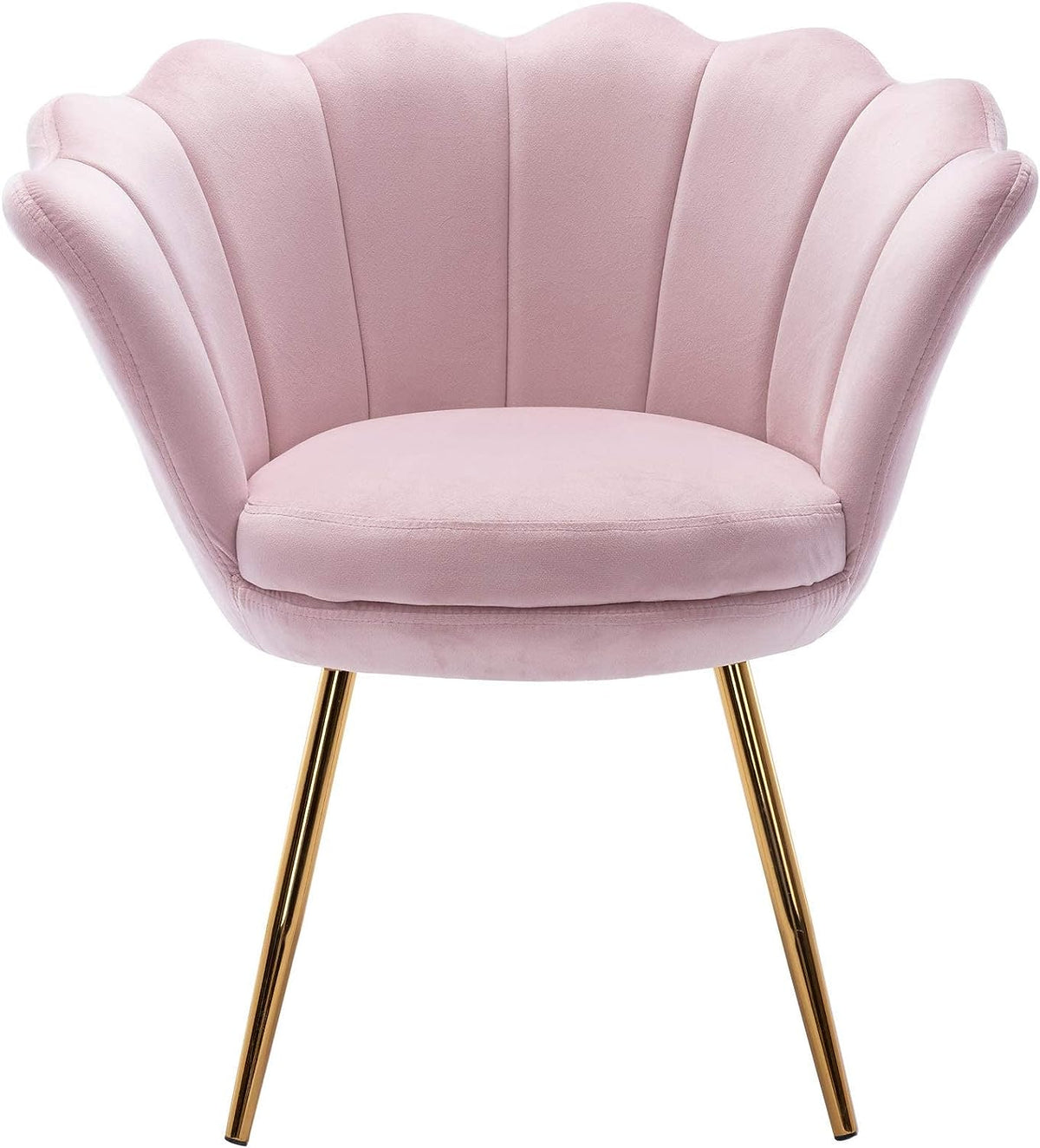 Light Pink Velvet Upholstered Vanity Chair with Gold Metal Legs K12723