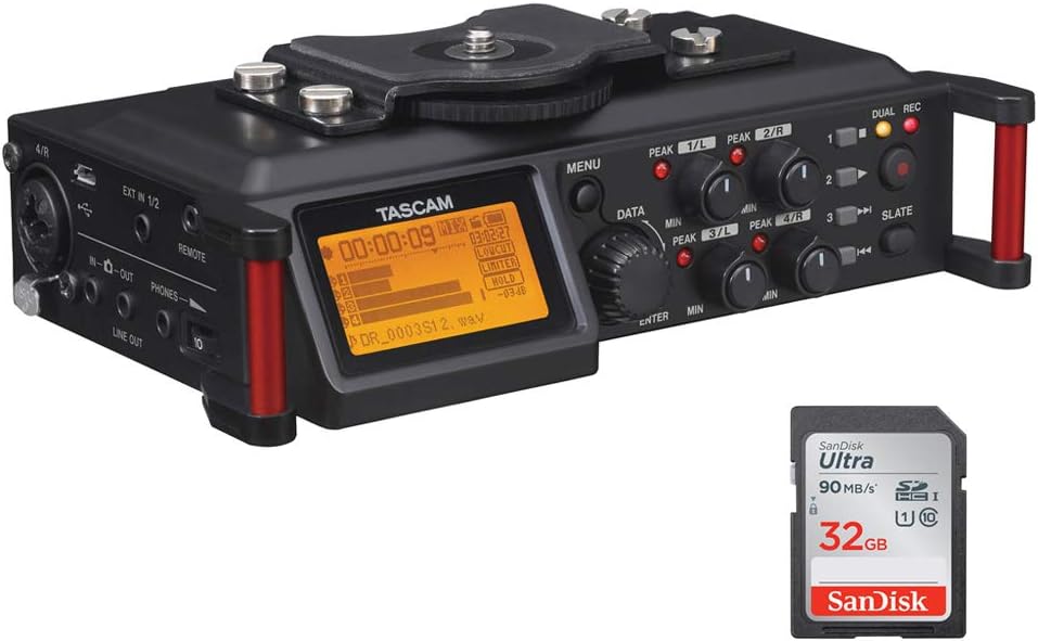 4-Track Portable Audio Recorder with 32GB SDHC Memory Card W22368