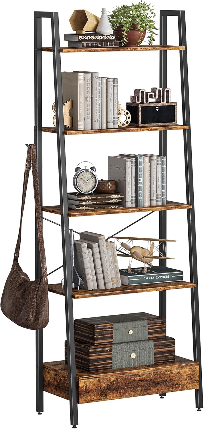 5-Tier Ladder Shelf with Drawer F7188