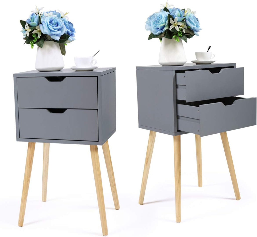 Blue 2 Drawer Wood Nightstand Z148271