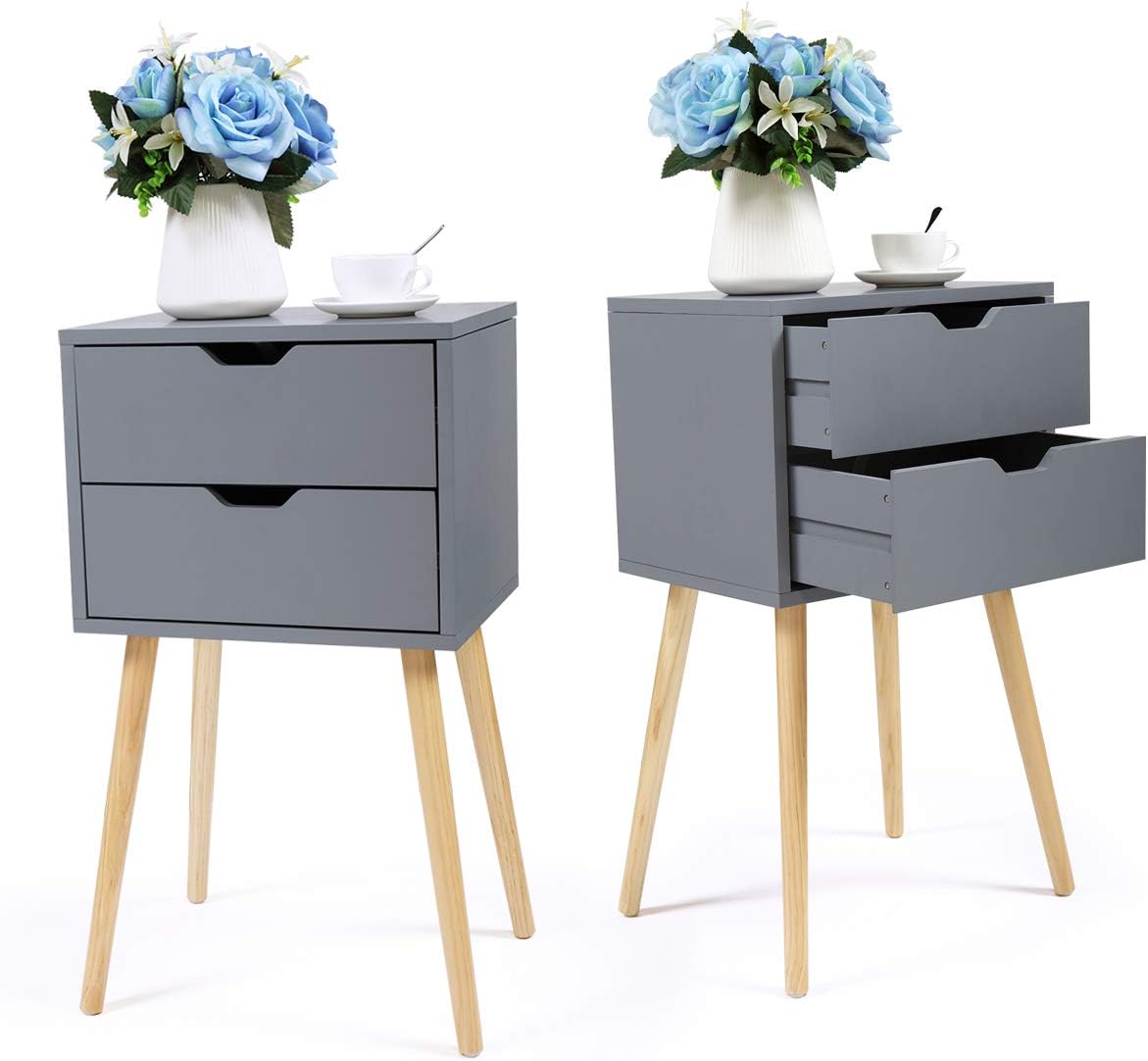 Blue 2 Drawer Wood Nightstand Z148271