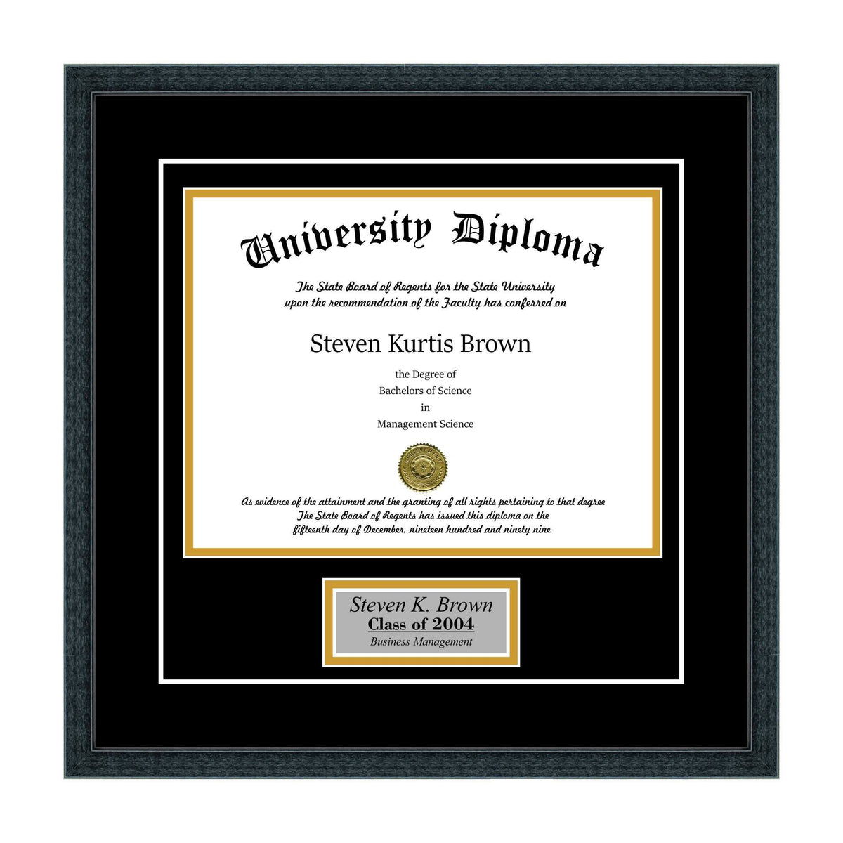 Black 3/4x22 Single Diploma Frame B8364