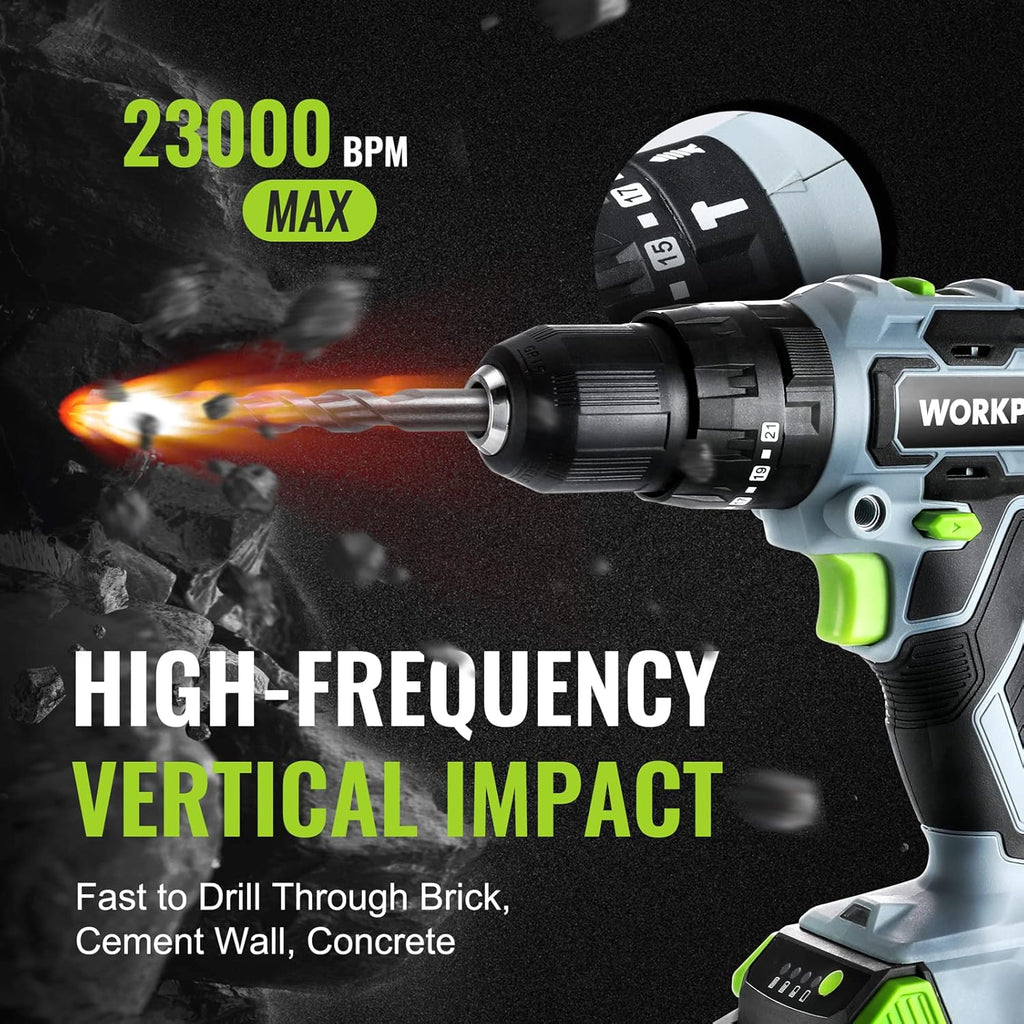 20V Max Cordless Drill Driver Set with 102 Pieces Accessories, 1/2'' Chuck, 2 x 2.0Ah Li-ion Batteries P878