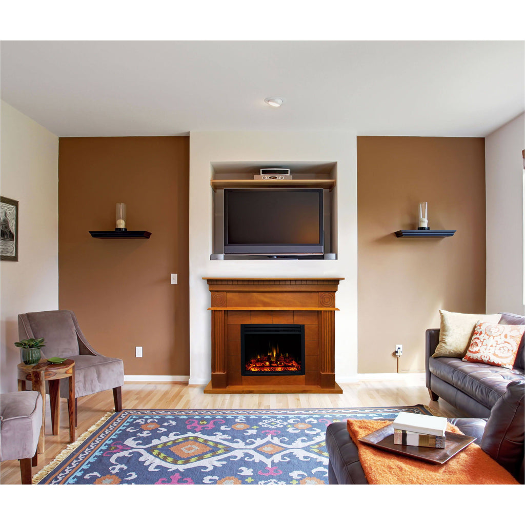 Teak Electric Fireplace Mantel D710