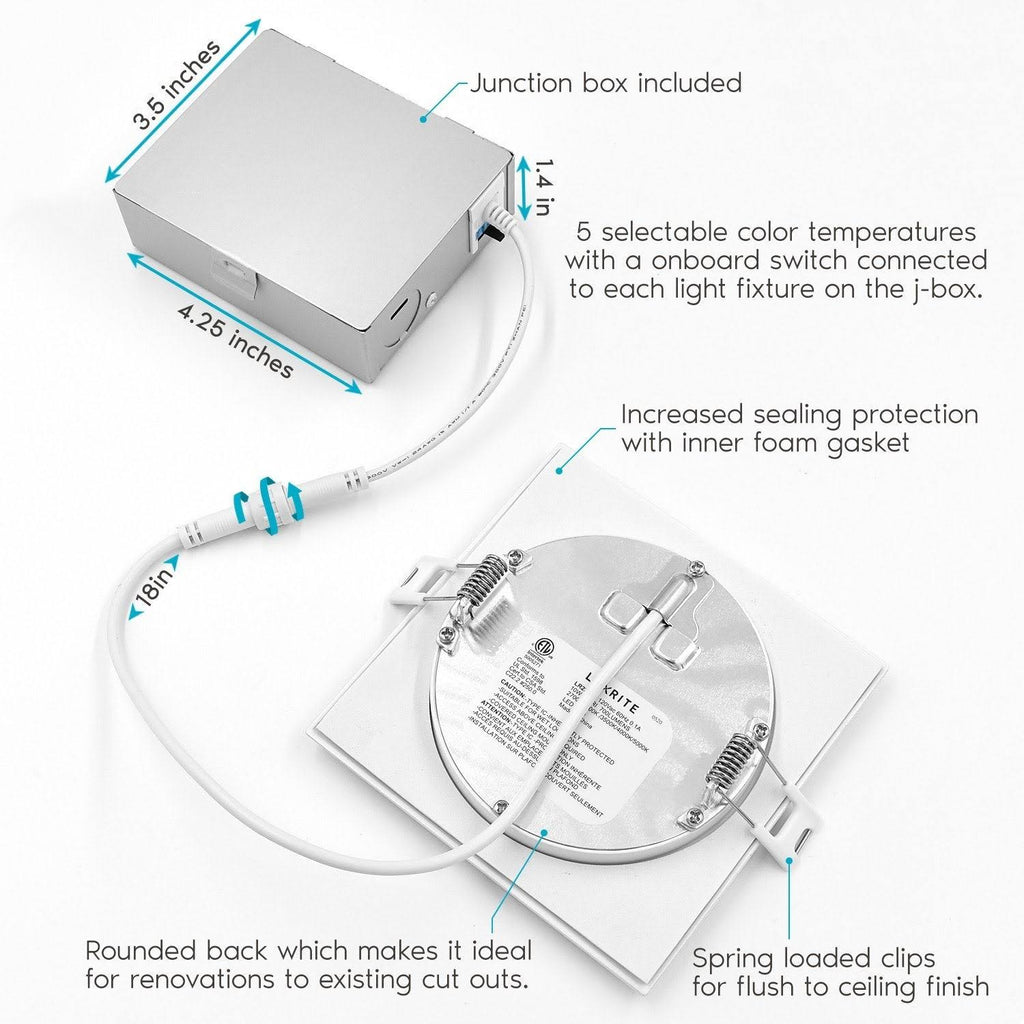 4 in. Ultra Thin Square Canless Dimmable Integrated LED Recessed Light Kit (4-Pack) E711