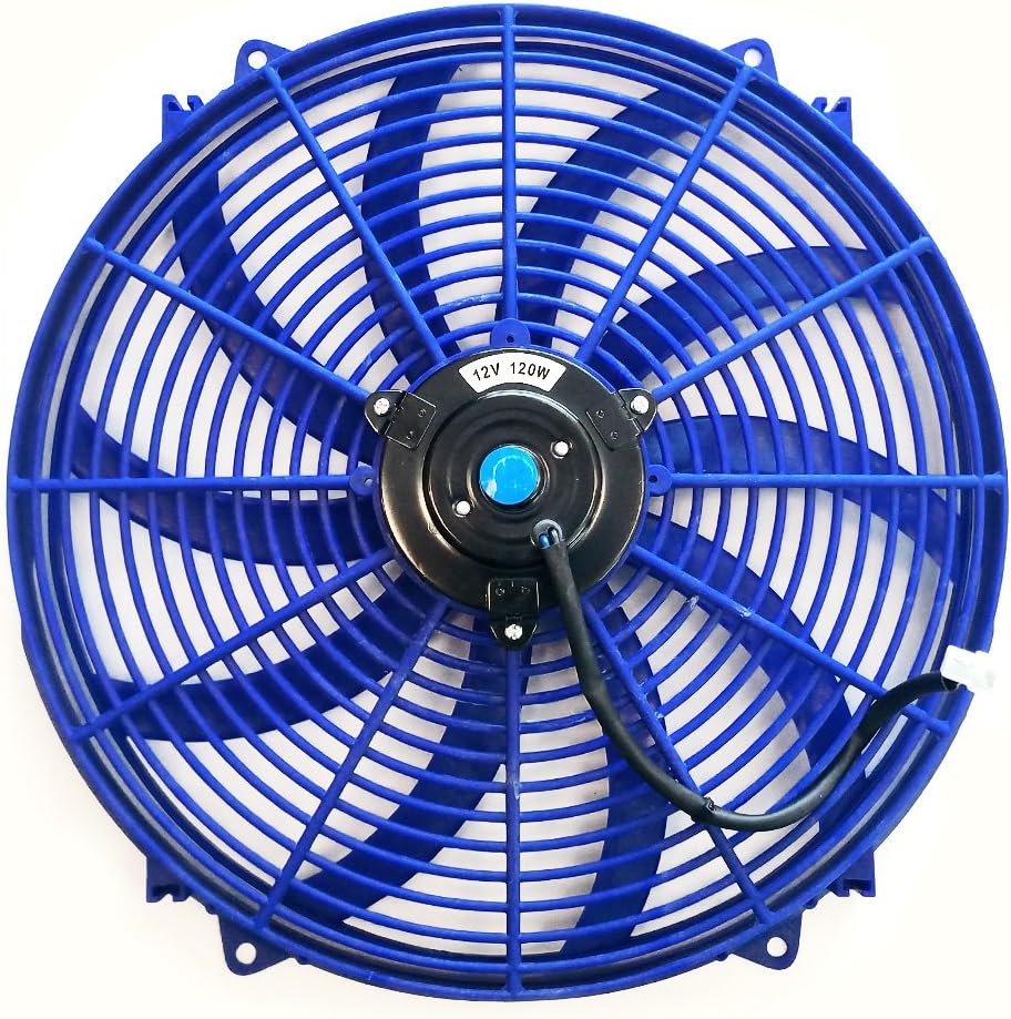 12V Slim Electric Cooling Radiator Fan with Fan Mounting Kit (14 Inch, Black) Pack of 2 B8738