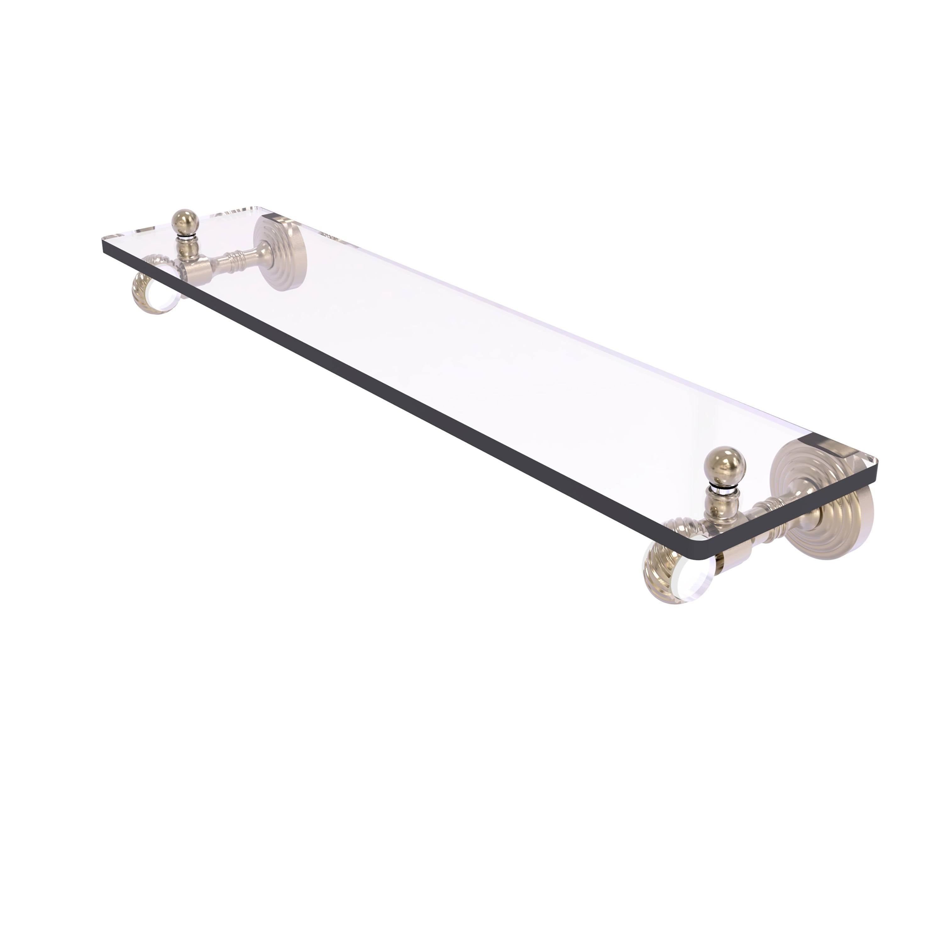 16 in. Glass Shelf with Twisted Accents Unlacquered Brass P7633