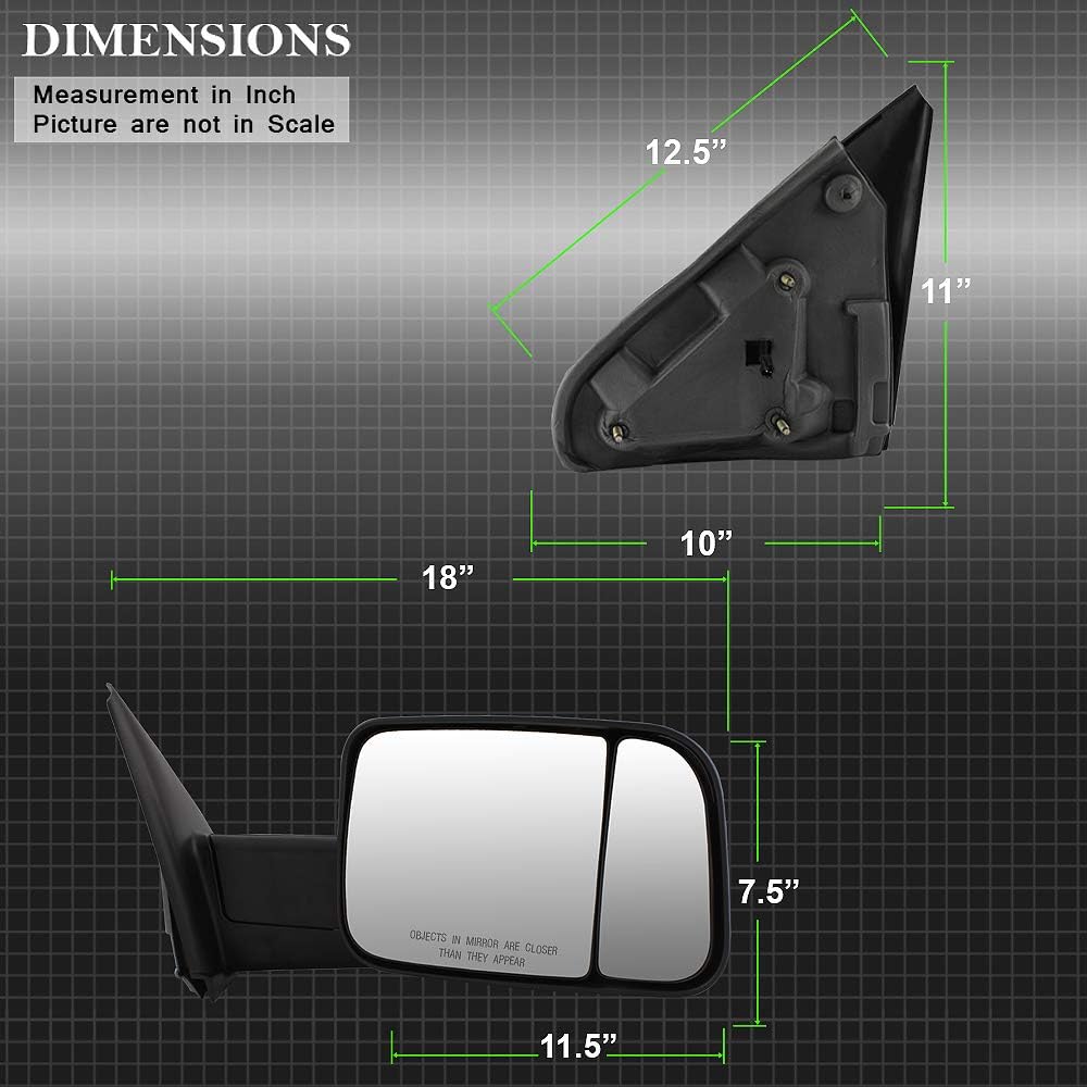 Telescoping Manual Towing Mirrors with Led Signal Pair for Dodge Ram J50408