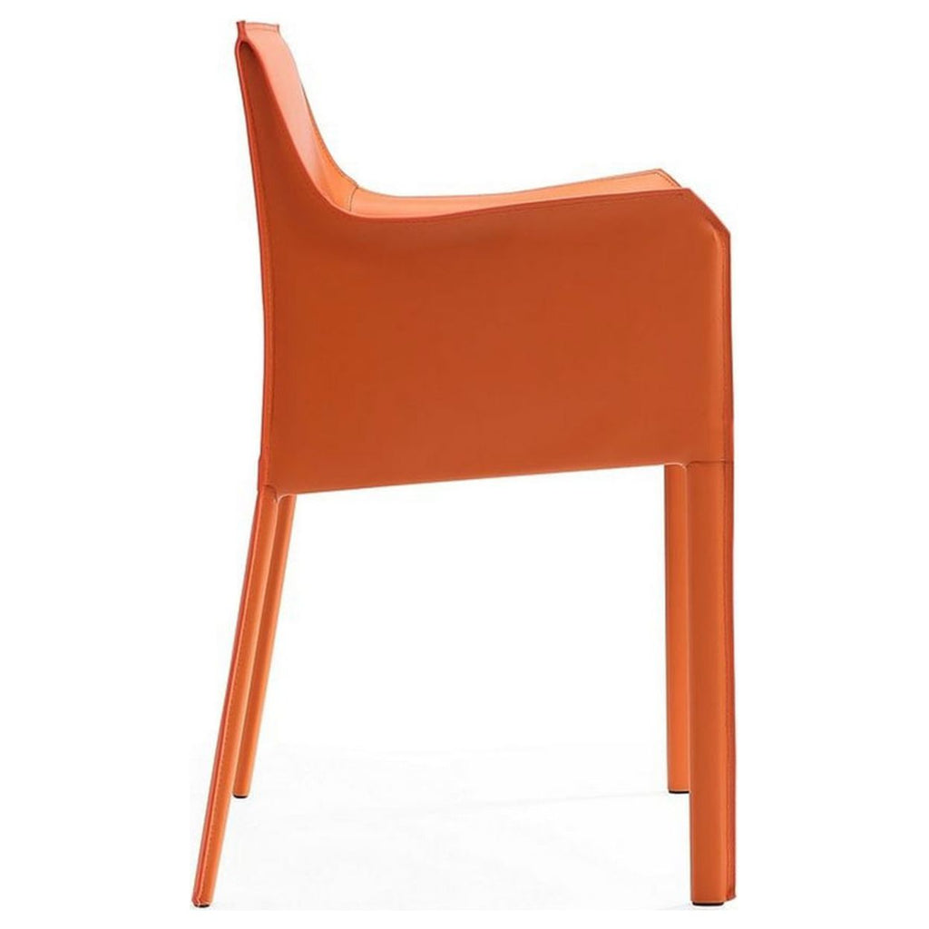 Coral Orange Leather Arm Chair (Set of 2) B9006