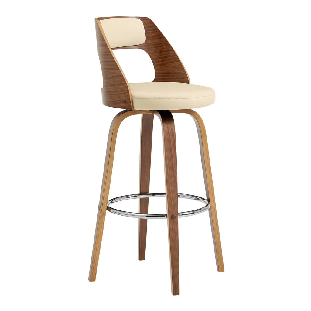 Cream Swivel Counter Stool with Wooden Back Z80037