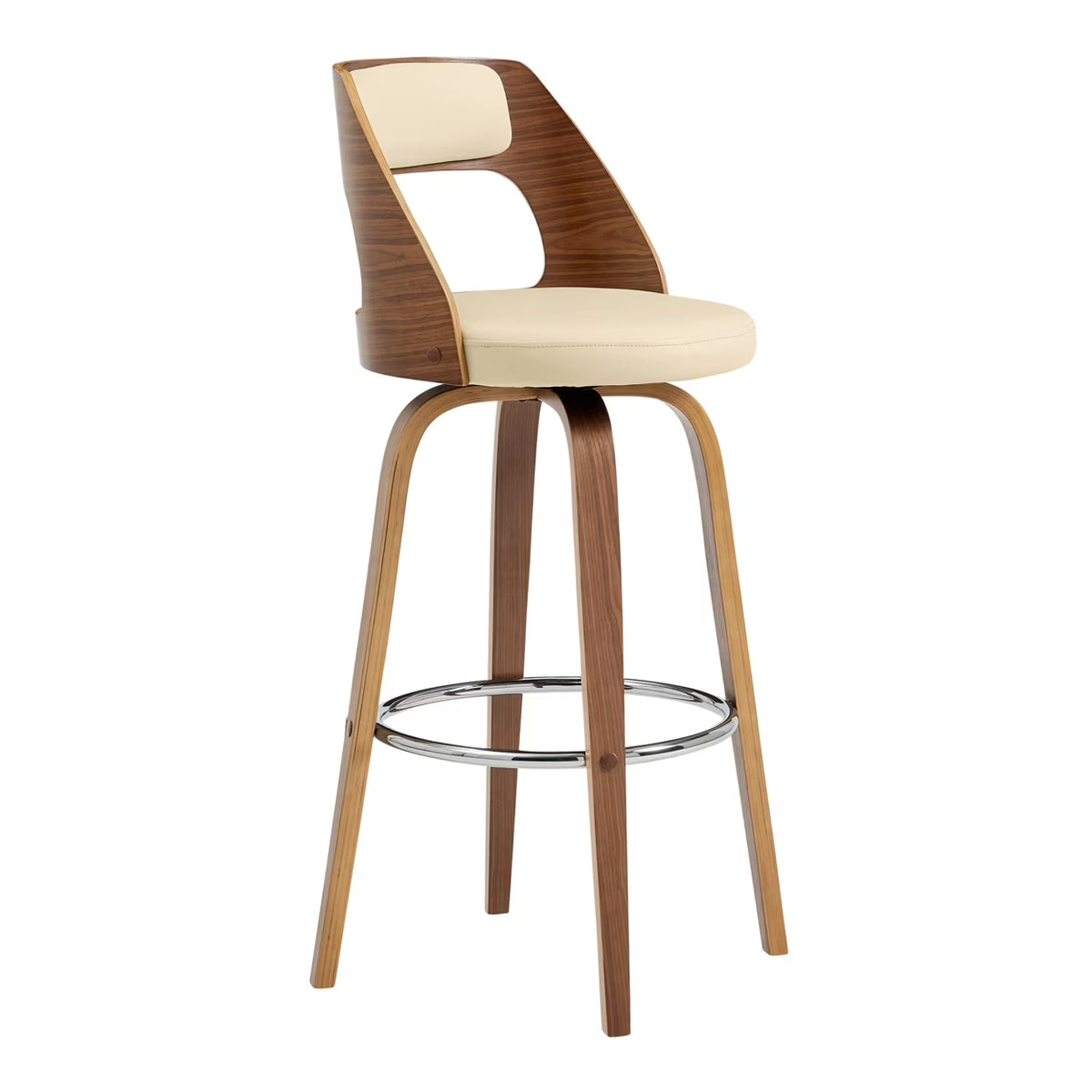 Cream Swivel Counter Stool with Wooden Back Z80037