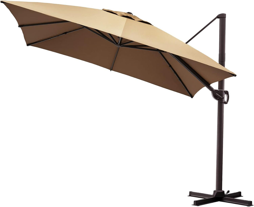 11FT Square Black Offset Cantilever Patio Umbrella with Aluminum Pole W7215