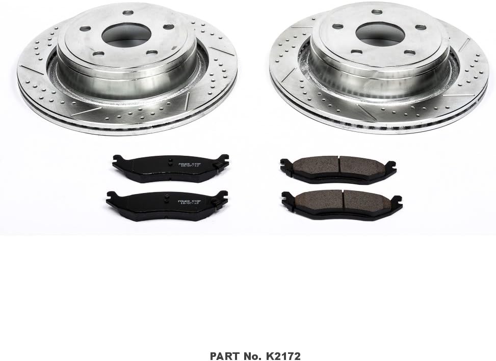 Rear Z23 Carbon Fiber Brake Pads with Drilled & Slotted Brake Rotors Kit U28671