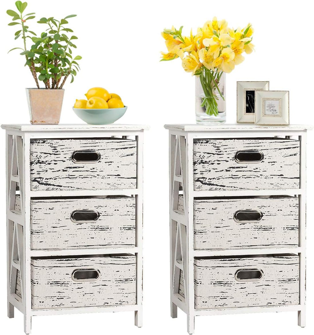 3 Fabrics Storage Drawer Units with Wood Frame Dresser Cabinet F247129