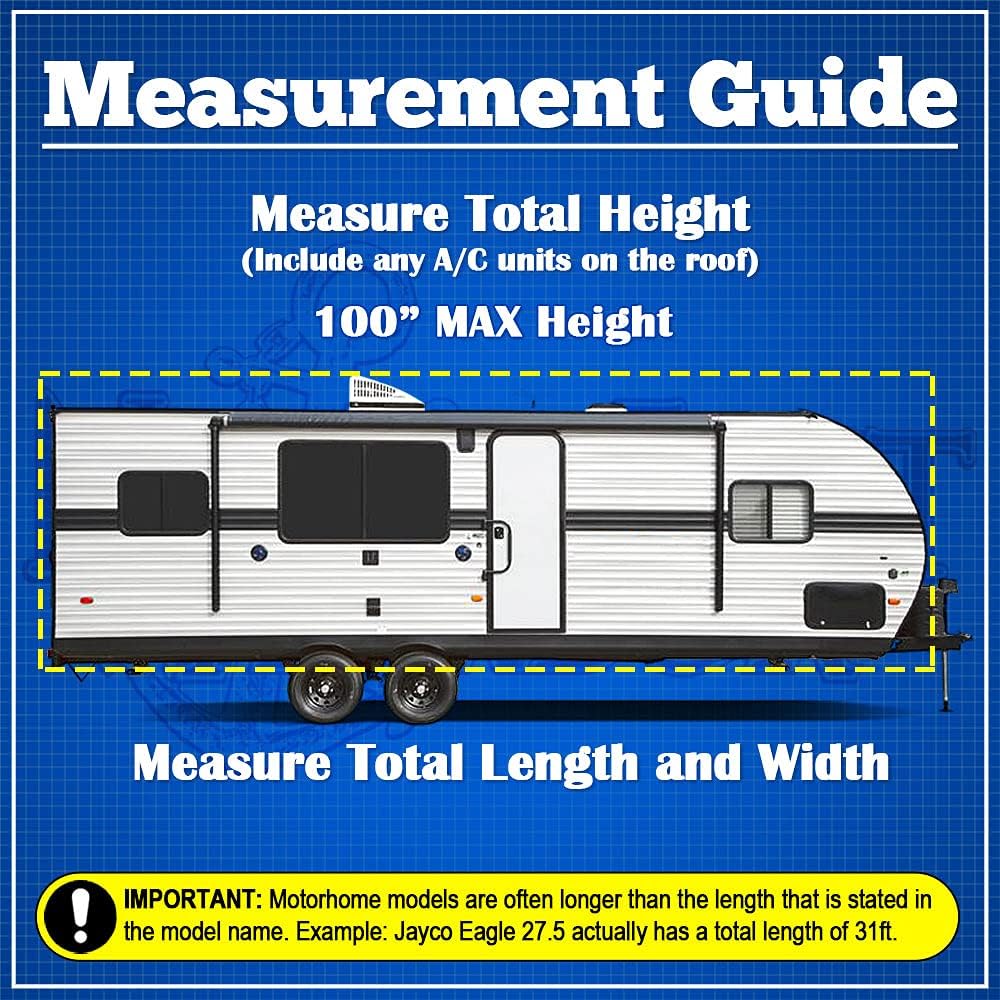 Waterproof RV Cover Fits Length 35'-38' Travel Trailer Camper Zippered Panels D9119