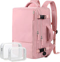 Pink Waterproof Travel Backpack with 2pcs Wash Bags H368