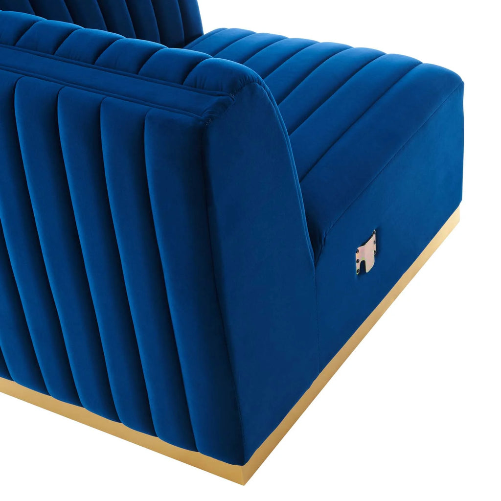 Gold/Navy Velvet Right Corner Chair M810