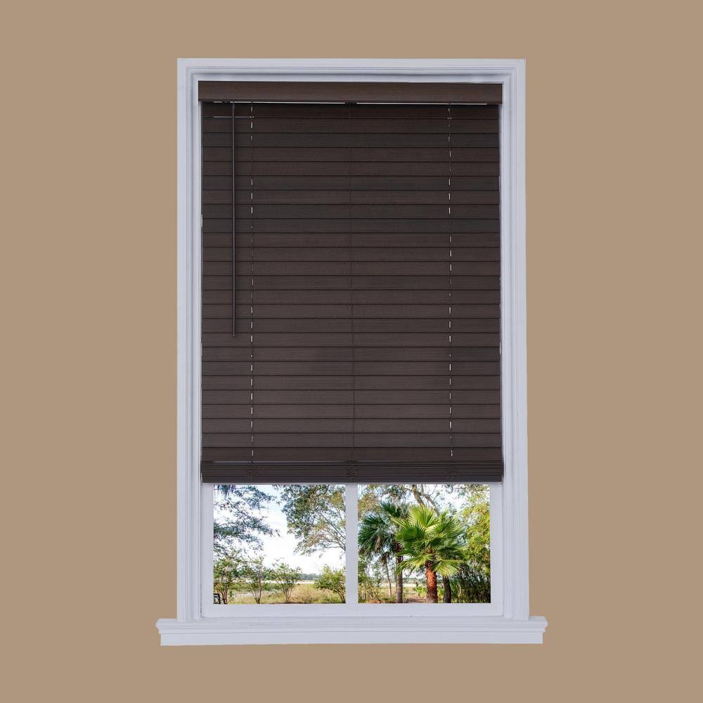 Brown Faux Wood Cordless Room Darkening Blinds L799
